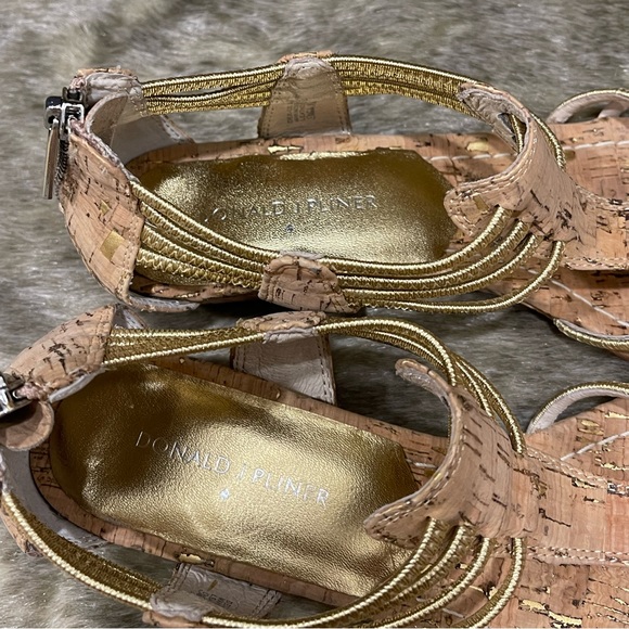 Donald J Pliner Gold Braided Rope Strappy Low Gladiator Sandals - Picture 6 of 8